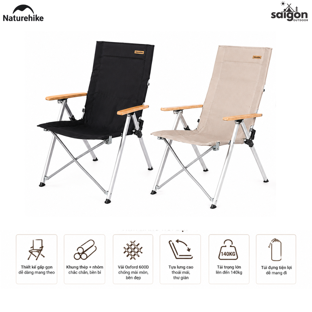 Ghế xếp có tay tựa Naturehike Portable Folding Chair NH17T003-Y