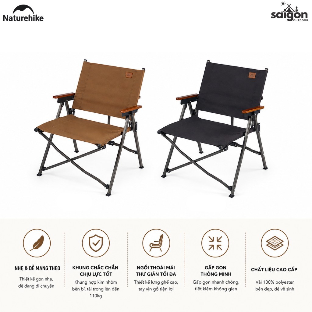 Ghế cắm trại gấp gọn Naturehike Portable Camping Chair CNK2300JJ018