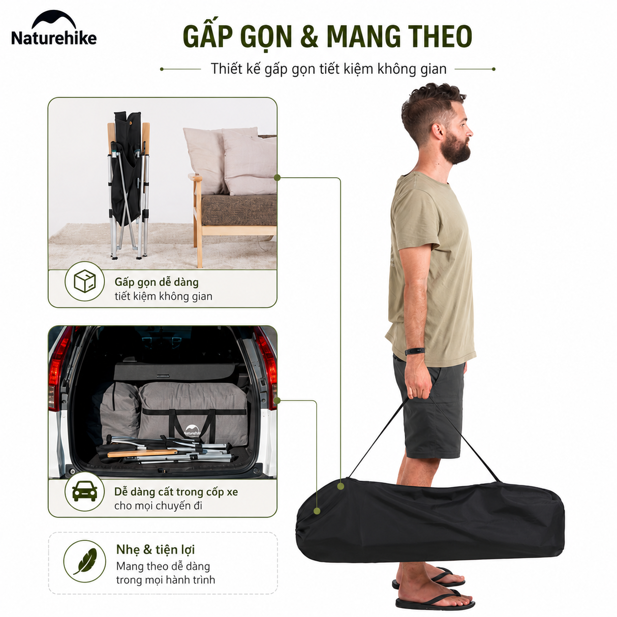 Ghế xếp có tay tựa Naturehike Portable Folding Chair NH17T003-Y