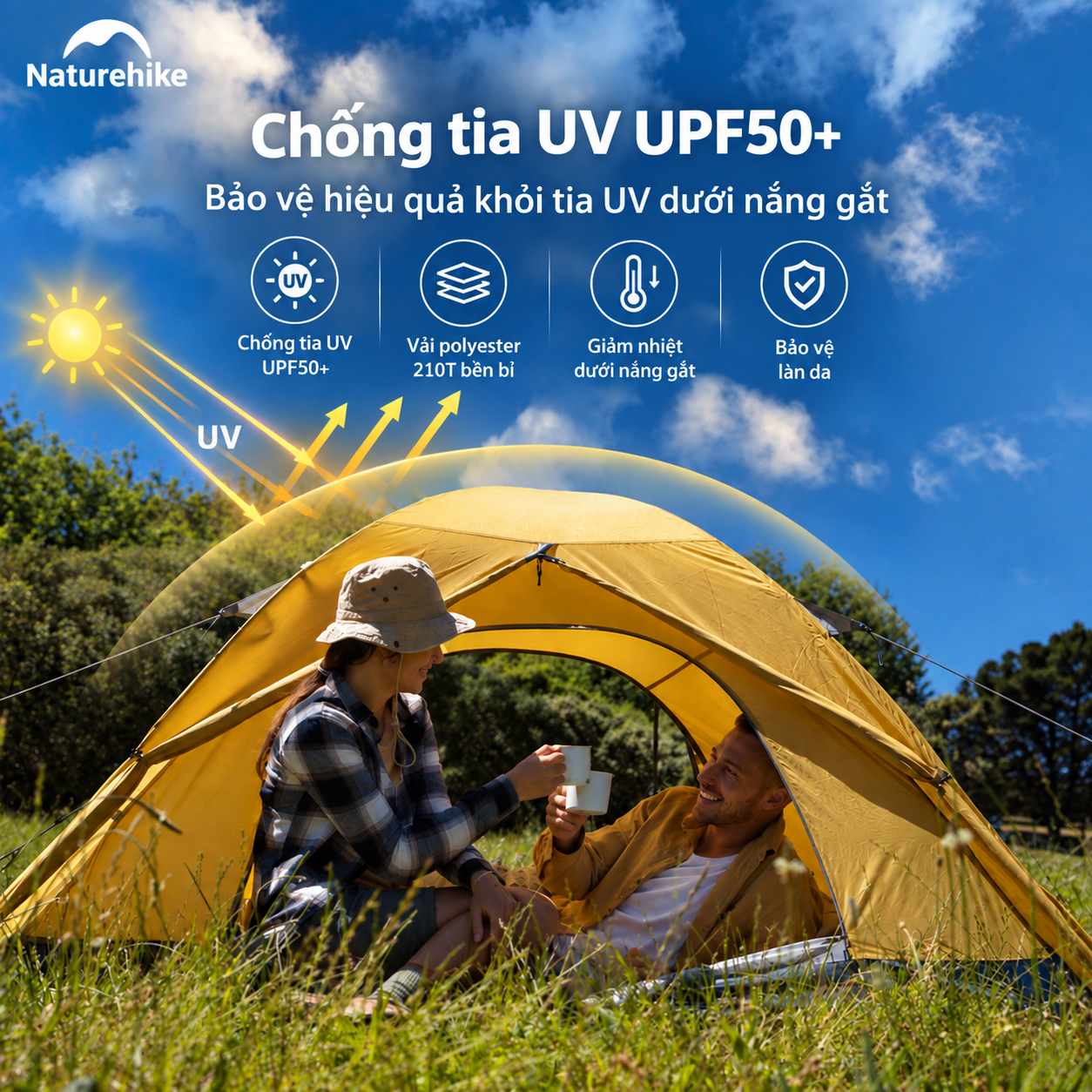Lều Cắm Trại 2 -3 Người Naturehike NH18Z022-P – Lều 210T Chống Nước 3000mm, Siêu Nhẹ, Trekking/Camping