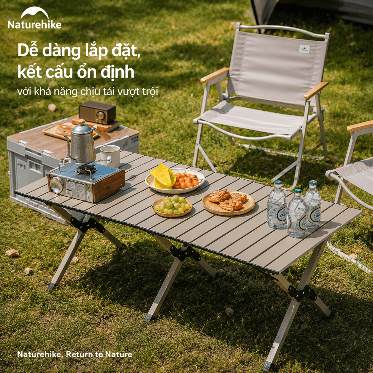 Bàn Cắm Trại Naturehike CNK2550JJ018 – Bàn Cuộn Trứng Thép Carbon, Gấp Gọn, Chịu Tải 70kg