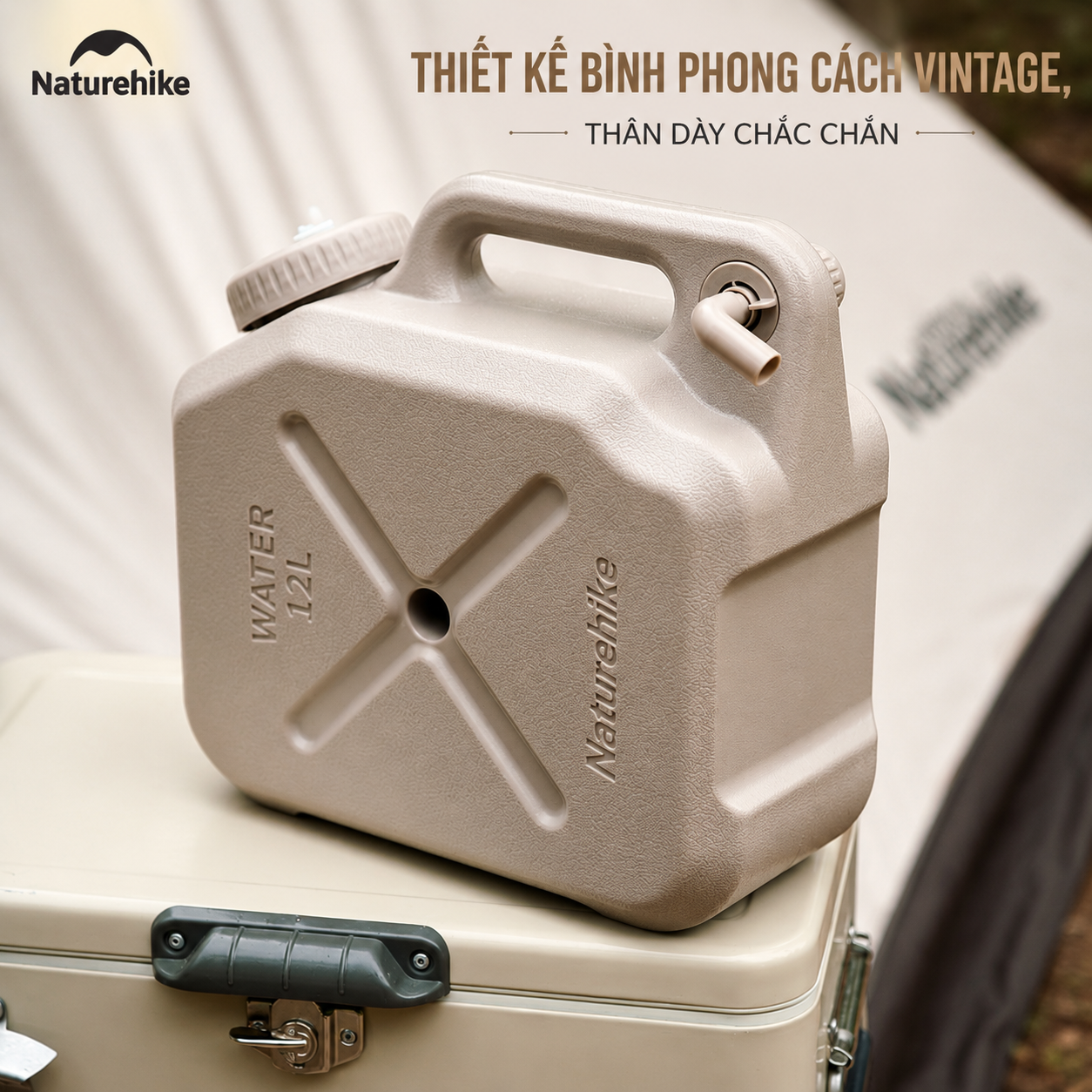 Can Nước Dã Ngoại Naturehike CNH22CJ018 Bình Đựng Nước Camping Có Van Xả Tiện Lợi Nhựa PP PE An Toàn