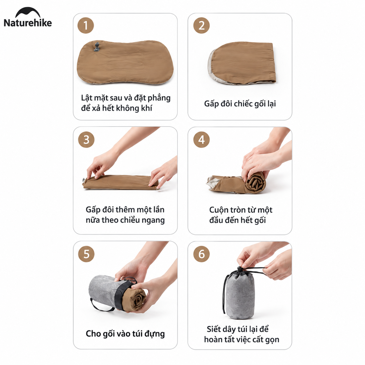 Gối Hơi Du Lịch Naturehike – Gối Thổi Hơi Siêu Nhẹ, Kê Cổ/Tựa Lưng, Gấp Gọn 85g NH17T013-Z