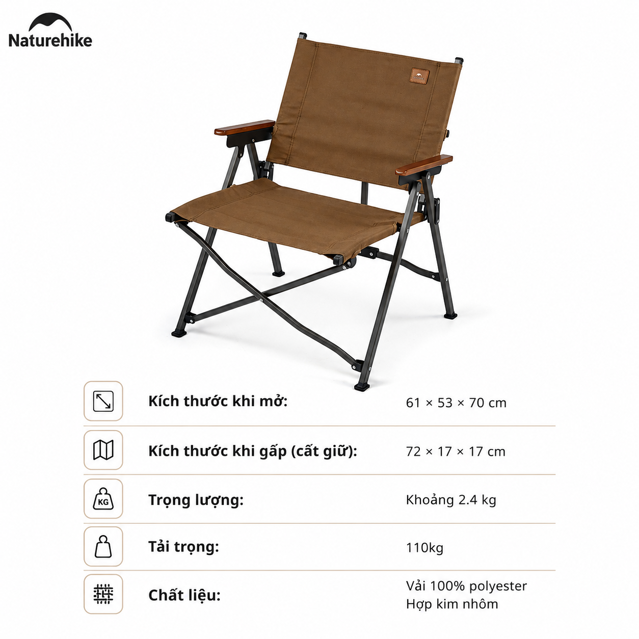 Ghế cắm trại gấp gọn Naturehike Portable Camping Chair CNK2300JJ018