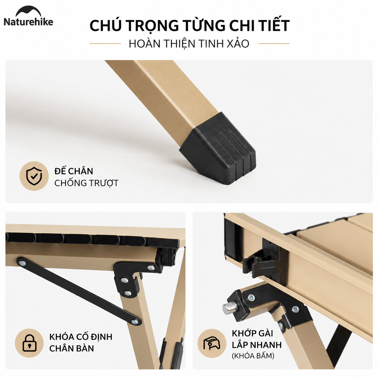 Bàn Cắm Trại Naturehike CNK2550JJ018 – Bàn Cuộn Trứng Thép Carbon, Gấp Gọn, Chịu Tải 70kg