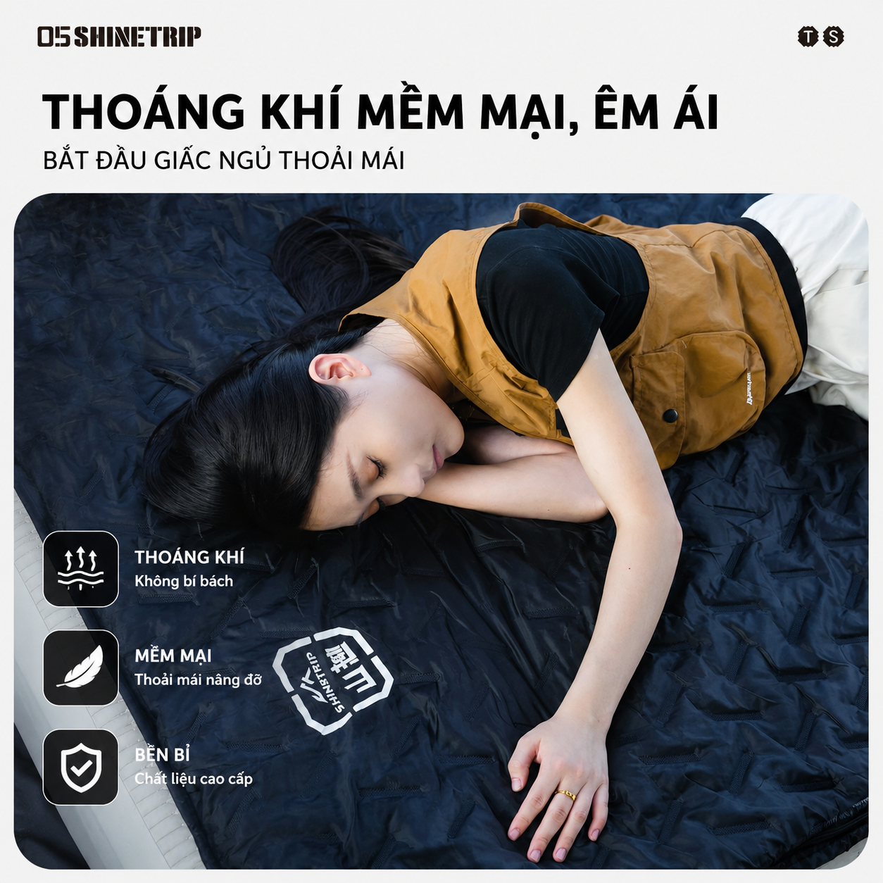 Túi Ngủ ShineTrip, thiết kế Rộng, Ấm Áp Dùng Cho Cắm Trại Ngoài Trời - Saigon Outdoor