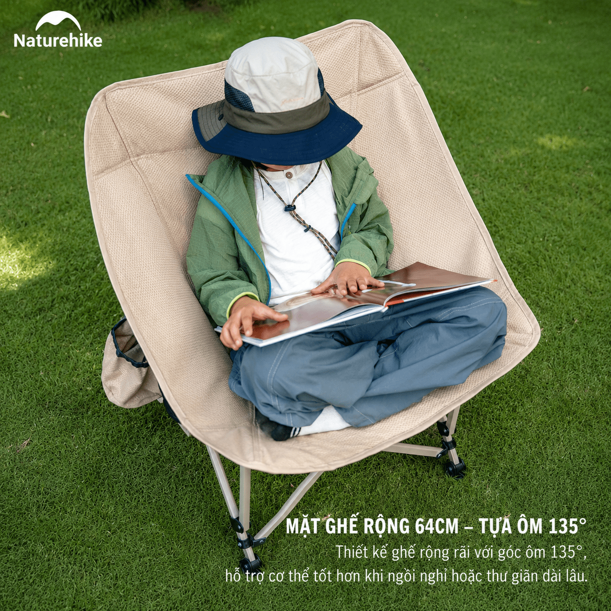 Ghế gấp gọn dã ngoại mặt trăng, moon chair Naturehike CNK2550JJ022