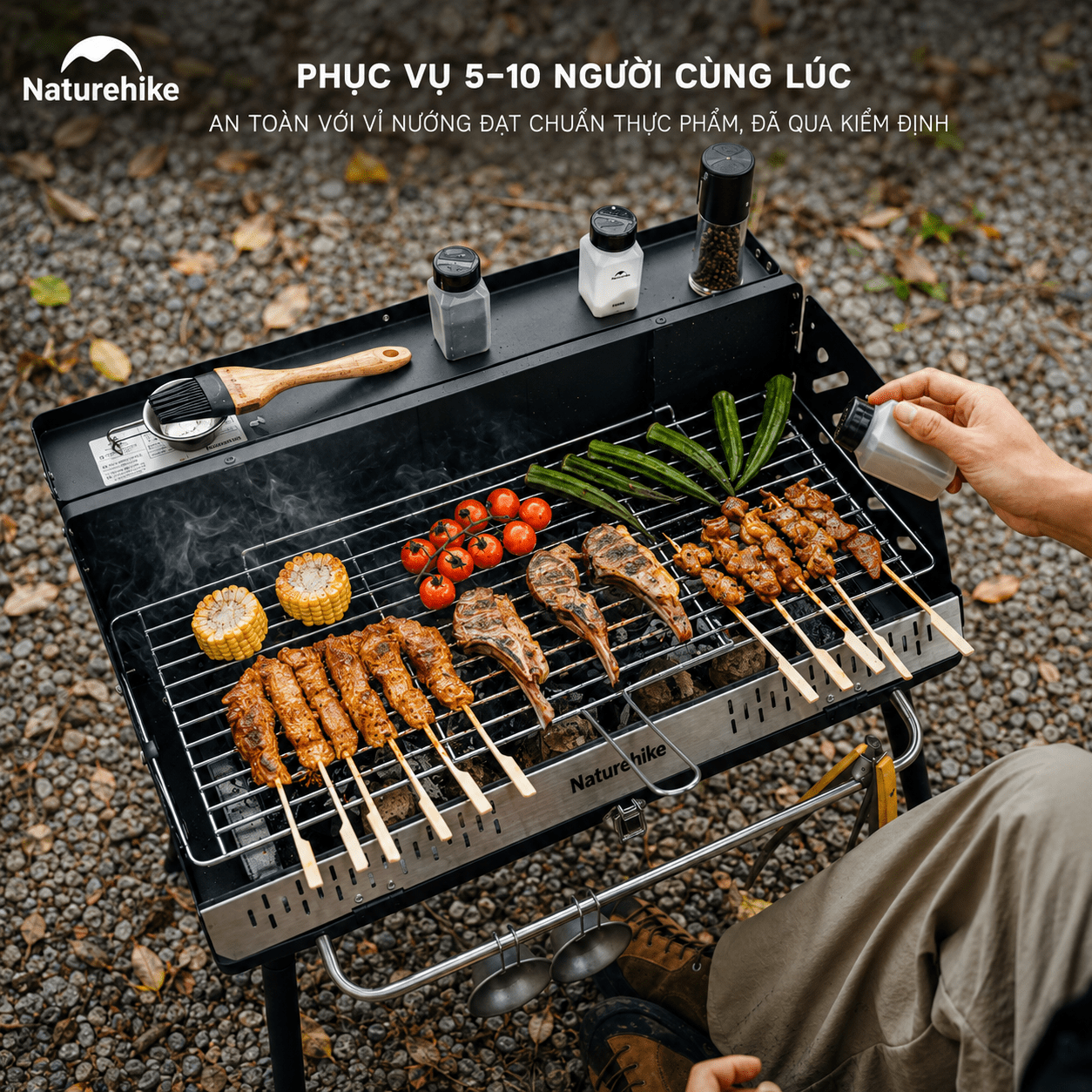 Bếp Nướng BBQ Naturehike N Play CNK2300015 – Bếp Than Dã Ngoại Gấp Gọn, Vỉ Nướng Lớn, Camping