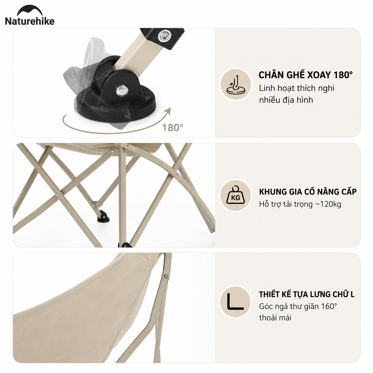Ghế gấp gọn dã ngoại mặt trăng, moon chair Naturehike CNK2550JJ022