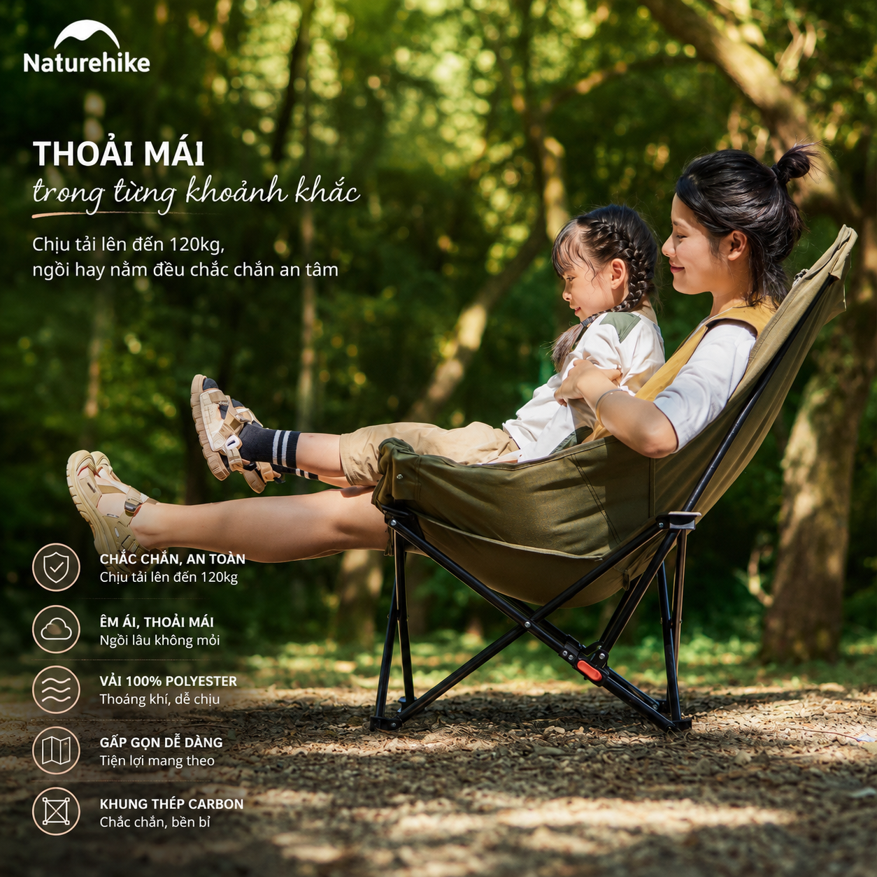 Ghế cắm trại thư giãn Naturehike Relaxing Folding Camping Chair CNK2450JJ020