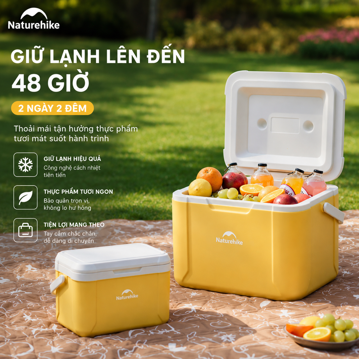 Thùng Đá Mini Naturehike Glamping Ice Cooler CNK2450CF012 18L – Giữ Lạnh 48H, Nhựa PP/PE Cao Cấp