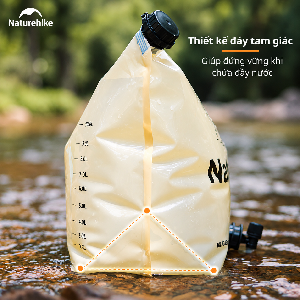 Túi Đựng Nước Gấp Gọn Naturehike 10L Có Vòi Siêu Nhẹ, Chống Rò Rỉ, Dùng Cắm Trại/Trekking