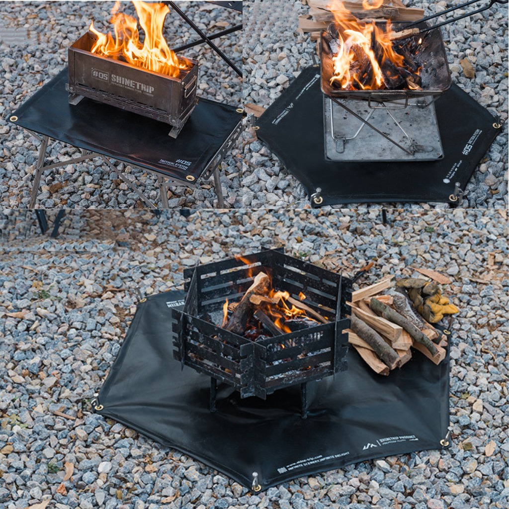 Thảm Chống Cháy ShineTrip 550°C Cho Bếp Củi Camping & BBQ – Bảo Vệ Mặt Đất Khi Nấu Ngoài Trời