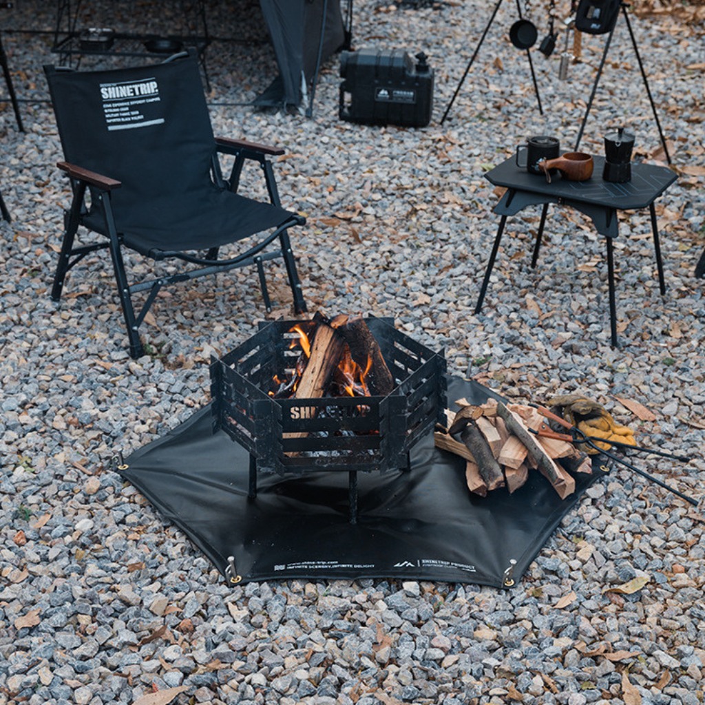 Thảm Chống Cháy ShineTrip 550°C Cho Bếp Củi Camping & BBQ – Bảo Vệ Mặt Đất Khi Nấu Ngoài Trời