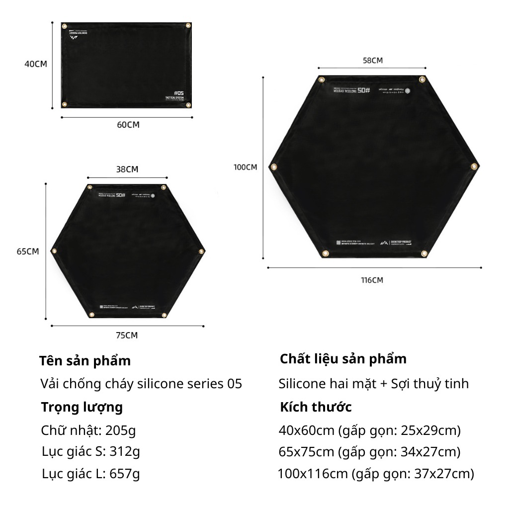 Thảm Chống Cháy ShineTrip 550°C Cho Bếp Củi Camping & BBQ – Bảo Vệ Mặt Đất Khi Nấu Ngoài Trời