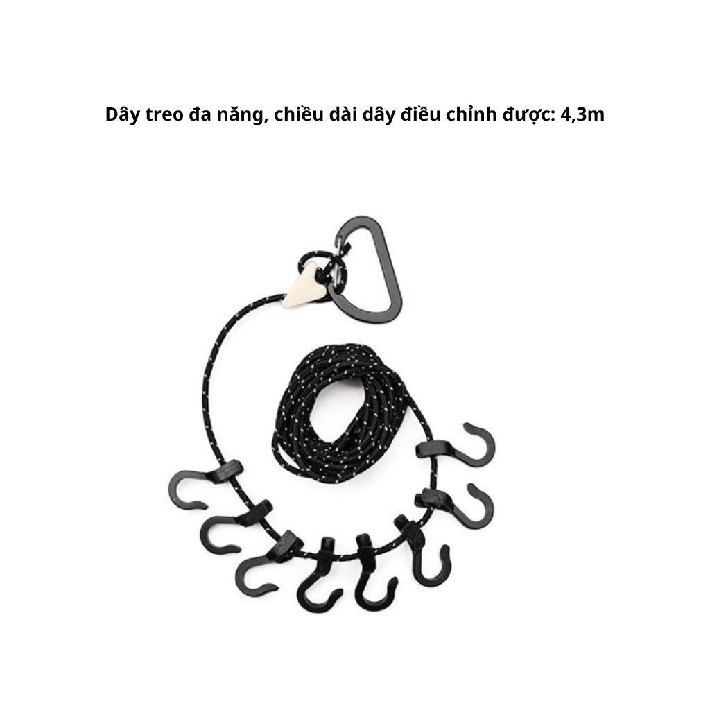 Dây Treo ShineTrip Dã Ngoại 4.3m 8 Móc & D-Ring Siêu Bền