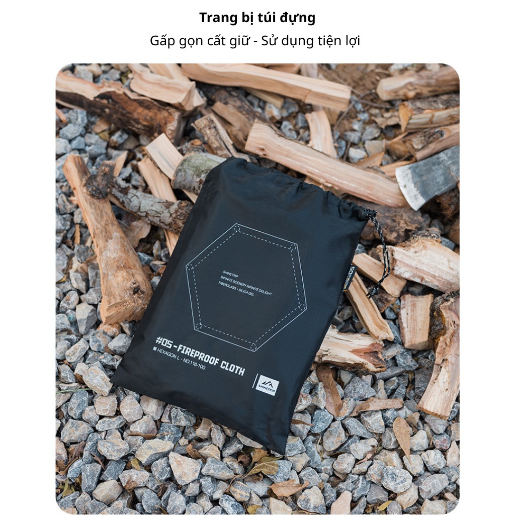 Thảm Chống Cháy ShineTrip 550°C Cho Bếp Củi Camping & BBQ – Bảo Vệ Mặt Đất Khi Nấu Ngoài Trời