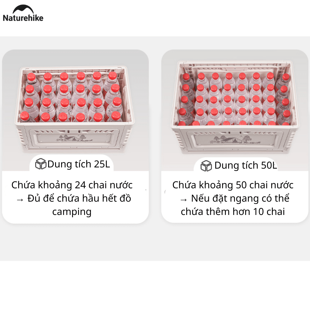 Thùng Nhựa Xếp Gọn Naturehike CNH22SN019 25L 50L Có/Không Ngăn Phụ - Thùng Đựng Đồ Camping Gấp Gọn