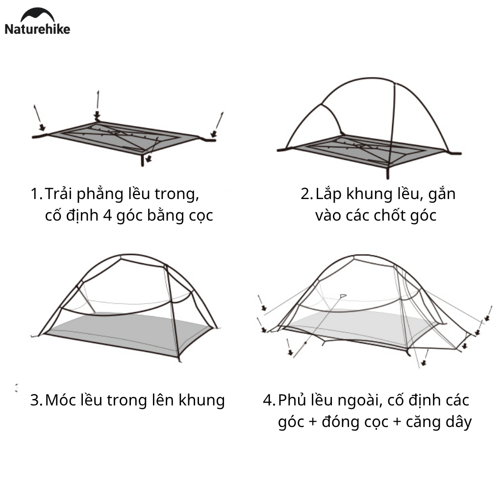 Lều Cắm Trại 2 Người Naturehike CNK2450WS032 Siêu Nhẹ 1.9kg – Lều Dã Ngoại 2 Lớp Chống Mưa Gió