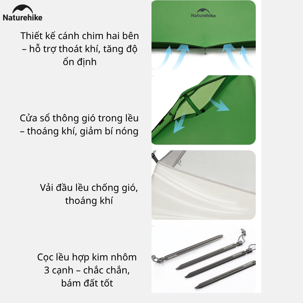 Lều Cắm Trại 2 Người Naturehike CNK2450WS032 Siêu Nhẹ 1.9kg – Lều Dã Ngoại 2 Lớp Chống Mưa Gió