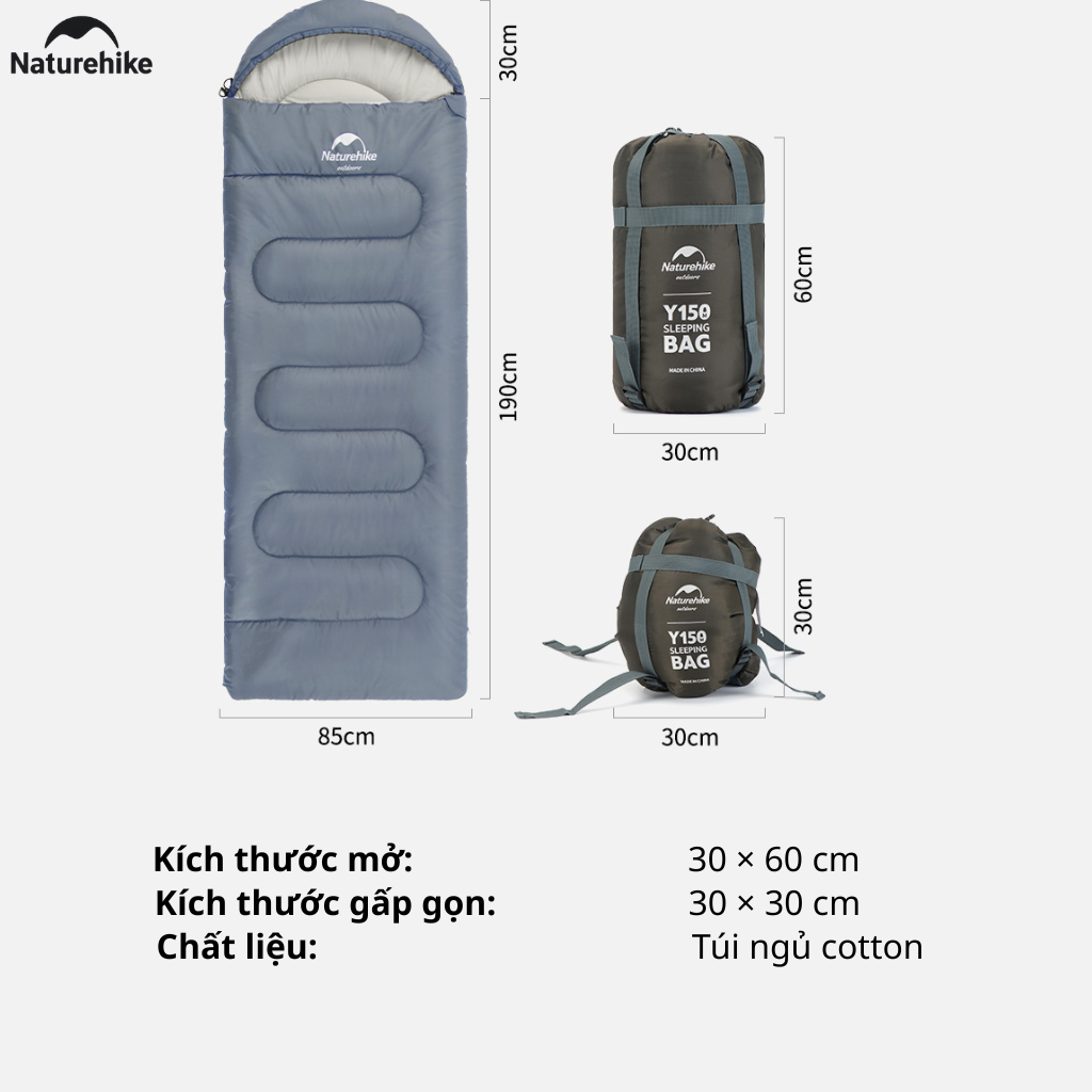 Túi Ngủ Naturehike NH21MSD08 Có Mũ 3 Mùa Y150 Chống Nước Ghép Đôi Túi Ngủ Camping Dã Ngoại