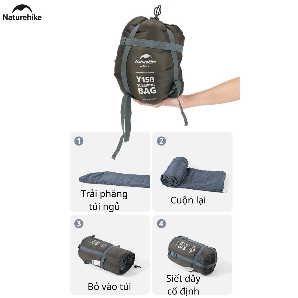 Túi Ngủ Naturehike NH21MSD08 Có Mũ 3 Mùa Y150 Chống Nước Ghép Đôi Túi Ngủ Camping Dã Ngoại