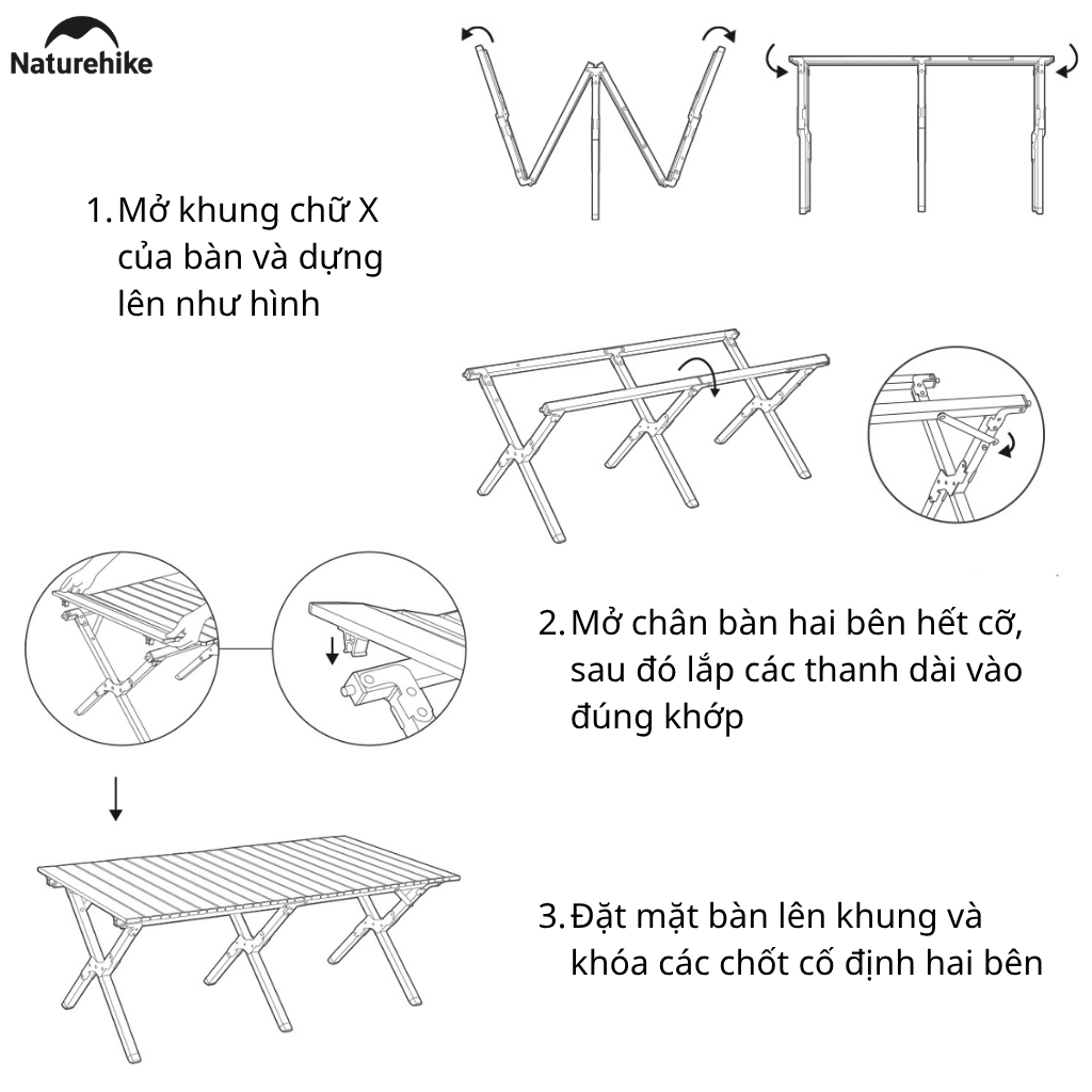 Bàn Hợp Kim Nhôm Gấp Gọn Naturehike CNK2300JU010 Mặt Cuộn – Bàn Camping Dã Ngoại Siêu Nhẹ