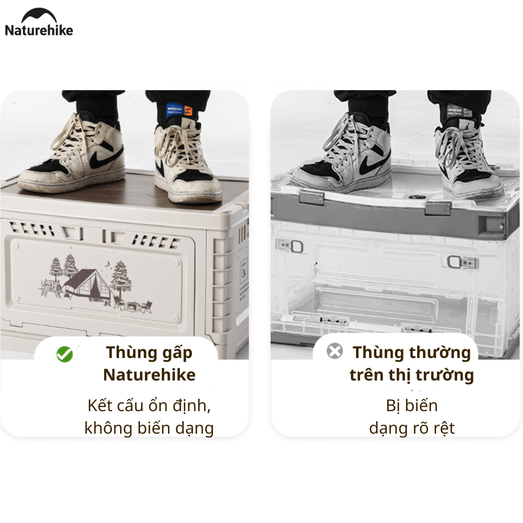 Thùng Nhựa Xếp Gọn Naturehike CNH22SN019 25L 50L Có/Không Ngăn Phụ - Thùng Đựng Đồ Camping Gấp Gọn