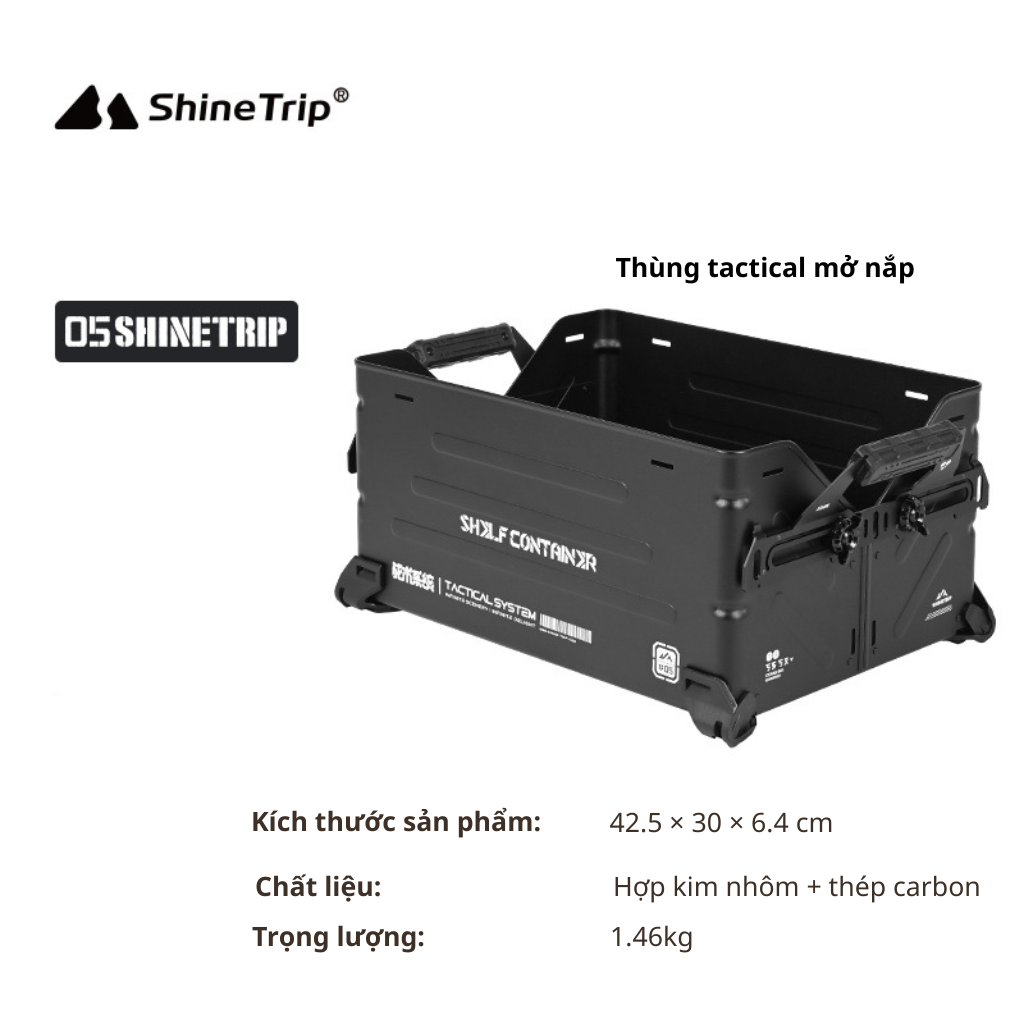 Hộp Đựng Đồ Cắm Trại ShineTrip Tactical 25L Nhôm Cao Cấp | Thùng Camping Đa Năng Xếp Chồng