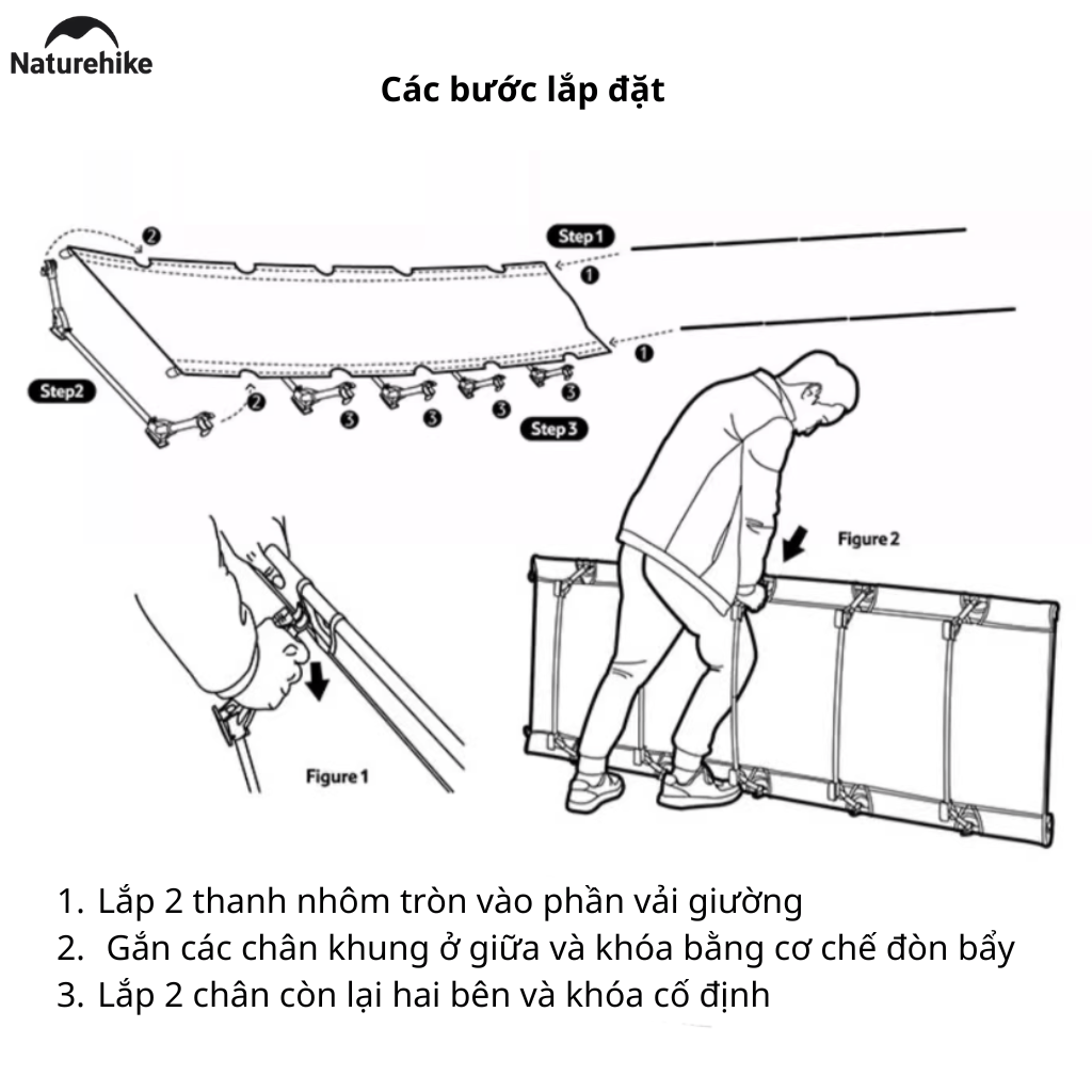 Giường Xếp Du Lịch Naturehike NH19JJ006 Gấp Gọn – Giường Camping Nhôm Siêu Nhẹ 190cm Chịu Lực Tốt