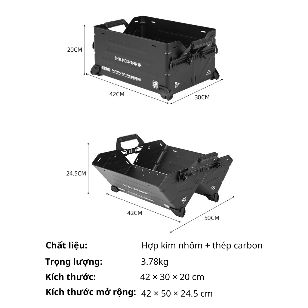 Hộp Đựng Đồ Cắm Trại ShineTrip Tactical 25L Nhôm Cao Cấp | Thùng Camping Đa Năng Xếp Chồng