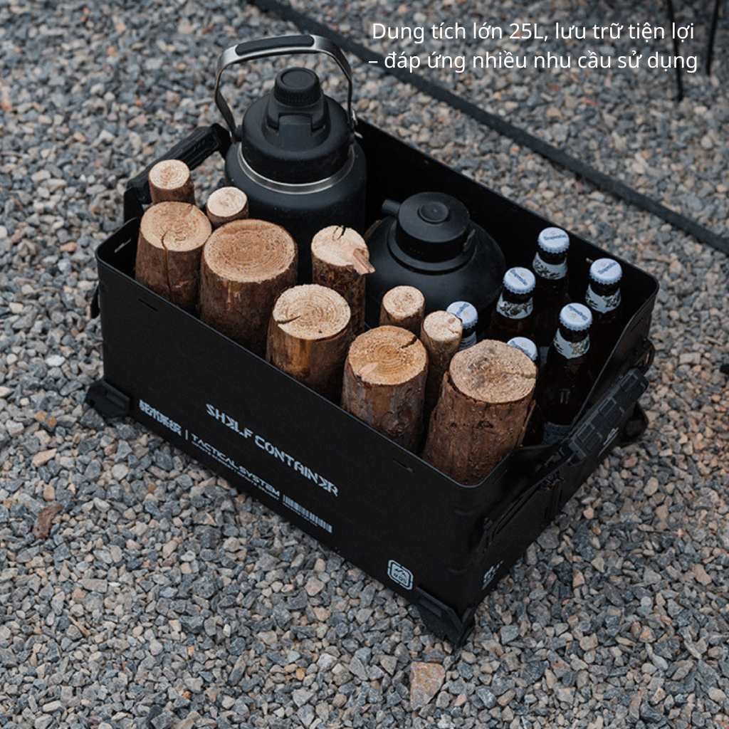 Hộp Đựng Đồ Cắm Trại ShineTrip Tactical 25L Nhôm Cao Cấp | Thùng Camping Đa Năng Xếp Chồng