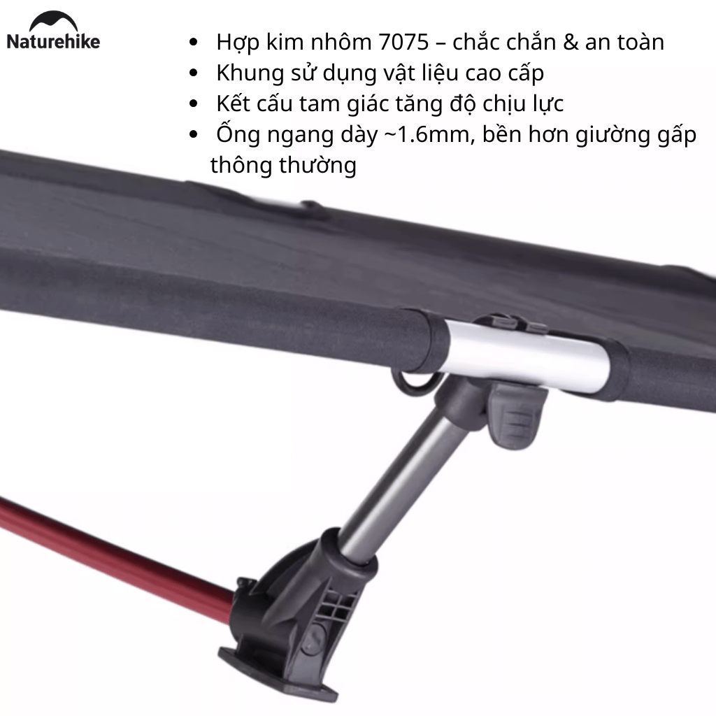 Giường Xếp Du Lịch Naturehike NH19JJ006 Gấp Gọn – Giường Camping Nhôm Siêu Nhẹ 190cm Chịu Lực Tốt