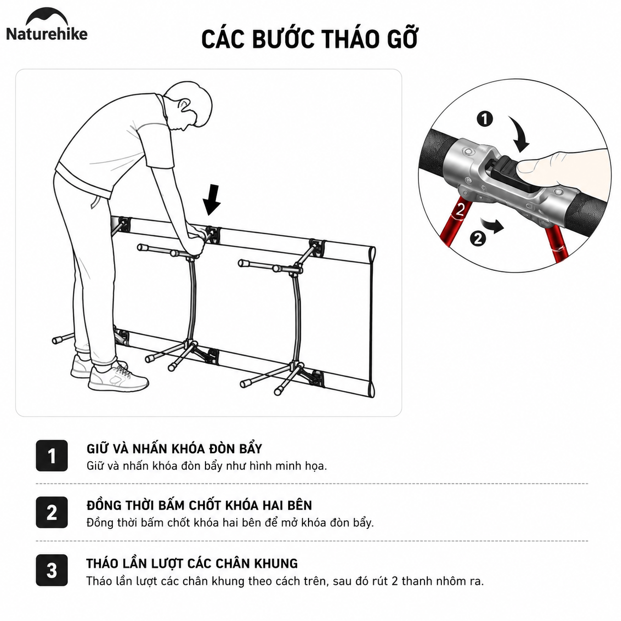 Giường Xếp Du Lịch Naturehike NH19JJ006 Gấp Gọn – Giường Camping Nhôm Siêu Nhẹ 190cm Chịu Lực Tốt