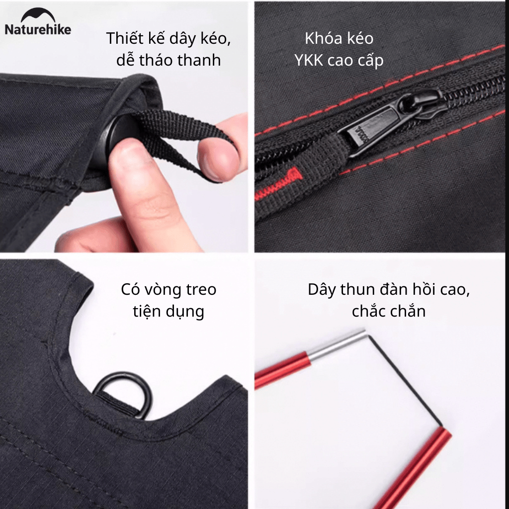 Giường Xếp Du Lịch Naturehike NH19JJ006 Gấp Gọn – Giường Camping Nhôm Siêu Nhẹ 190cm Chịu Lực Tốt