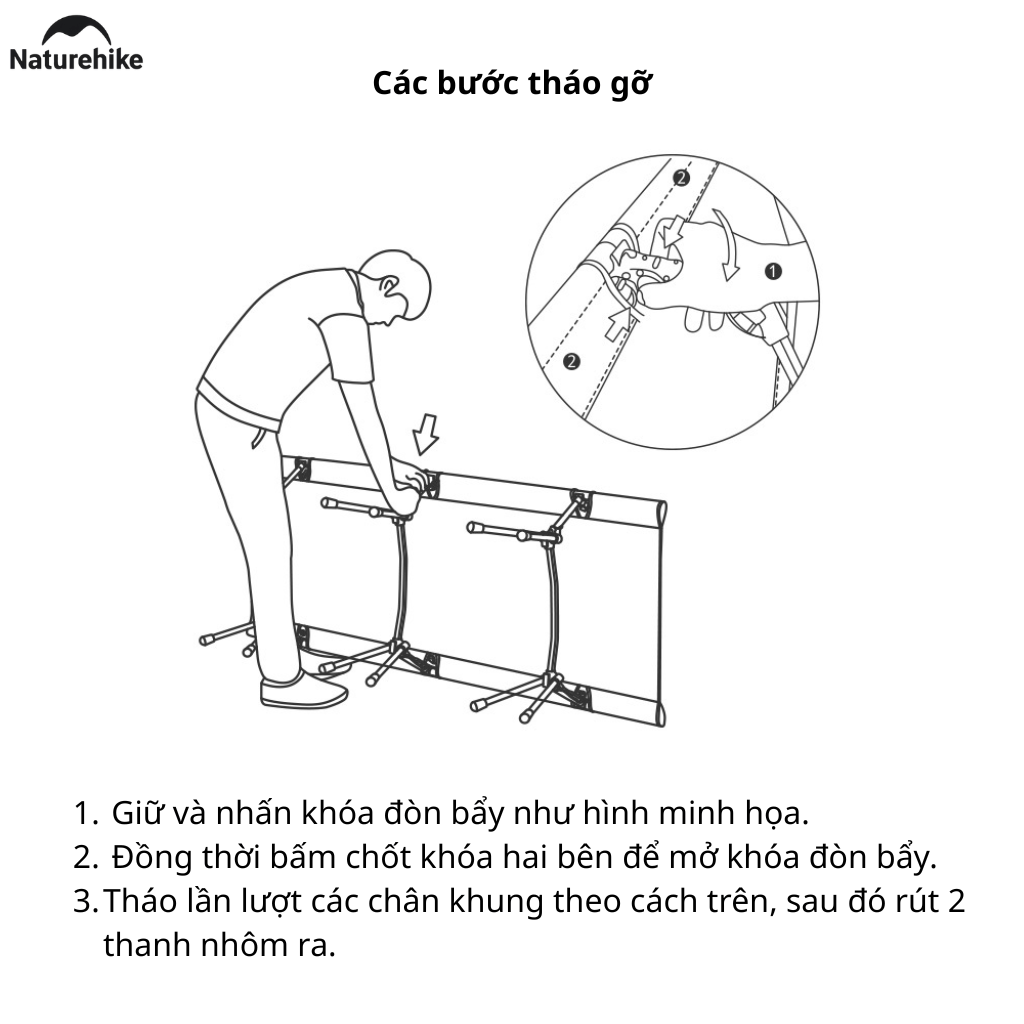 Giường Xếp Du Lịch Naturehike NH19JJ006 Gấp Gọn – Giường Camping Nhôm Siêu Nhẹ 190cm Chịu Lực Tốt