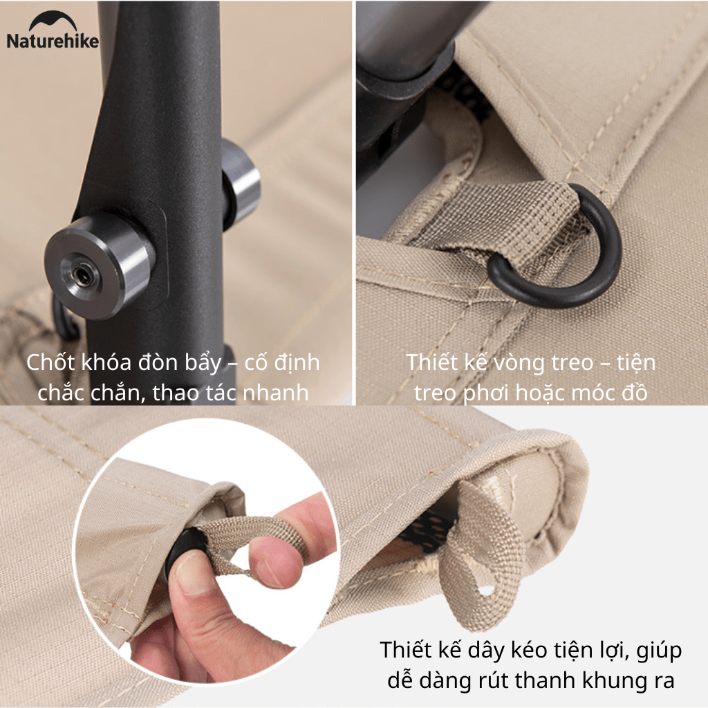 Giường Xếp Du Lịch Naturehike NH19JJ006 Gấp Gọn – Giường Camping Nhôm Siêu Nhẹ 190cm Chịu Lực Tốt