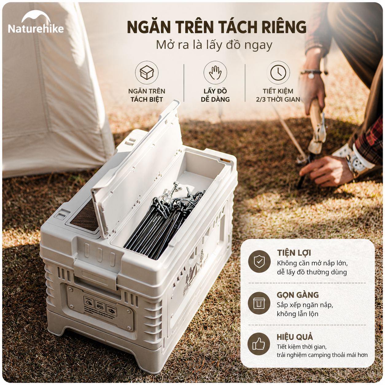 Thùng Nhựa Xếp Gọn Naturehike CNH22SN019 25L 50L Có/Không Ngăn Phụ - Thùng Đựng Đồ Camping Gấp Gọn