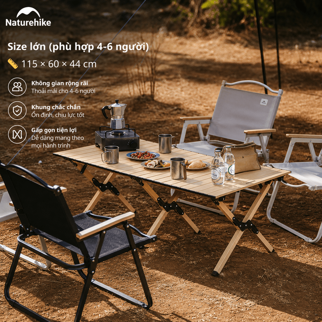 Bàn Hợp Kim Nhôm Gấp Gọn Naturehike CNK2300JU010 Mặt Cuộn – Bàn Camping Dã Ngoại Siêu Nhẹ