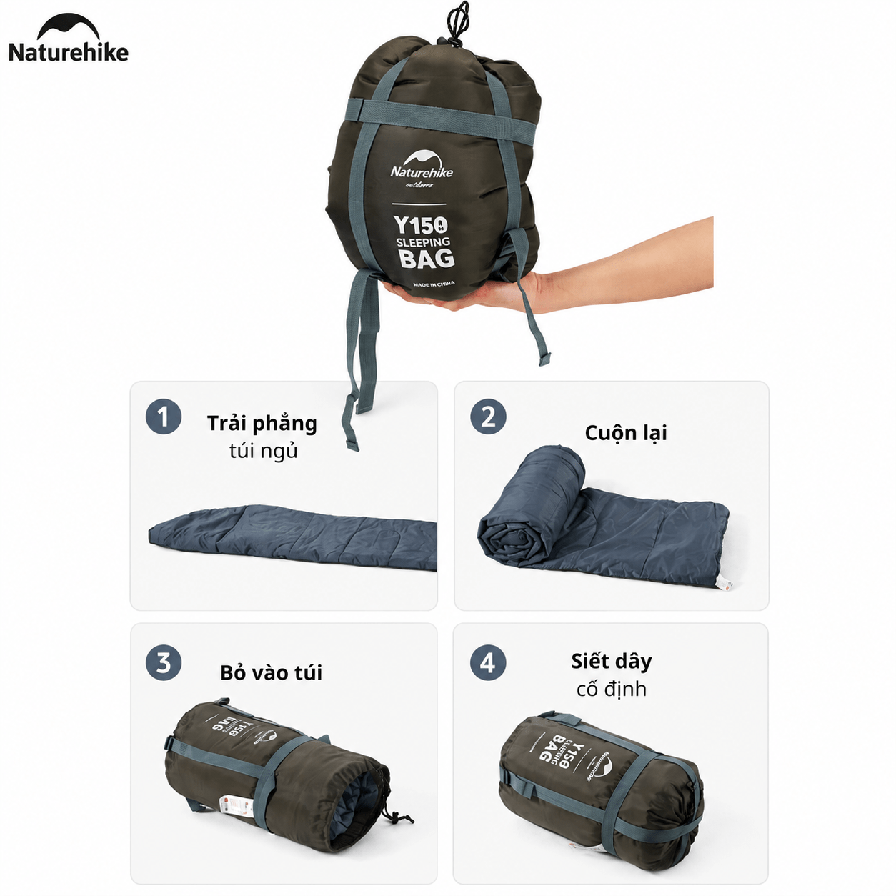 Túi Ngủ Naturehike NH21MSD08 Có Mũ 3 Mùa Y150 Chống Nước Ghép Đôi Túi Ngủ Camping Dã Ngoại