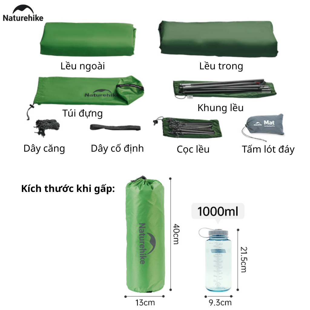 Lều Cắm Trại 2 Người Naturehike CNK2450WS032 Siêu Nhẹ 1.9kg – Lều Dã Ngoại 2 Lớp Chống Mưa Gió