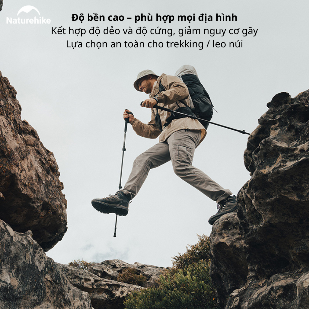 Gậy Leo Núi Naturehike ST03 Nhôm 7075 Siêu Nhẹ Gấp Gọn Chống Trượt Gậy Trekking Dã Ngoại