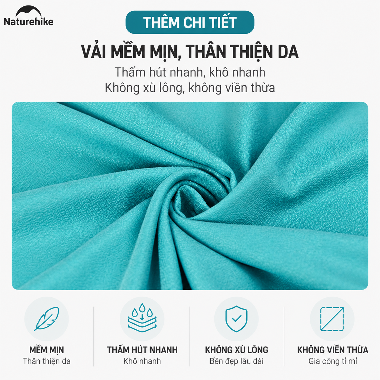 Khăn Tắm Thể Thao Naturehike NH19Y001-J, NH19Y002 Microfiber Nhanh Khô Siêu Nhẹ Khăn Du Lịch Camping