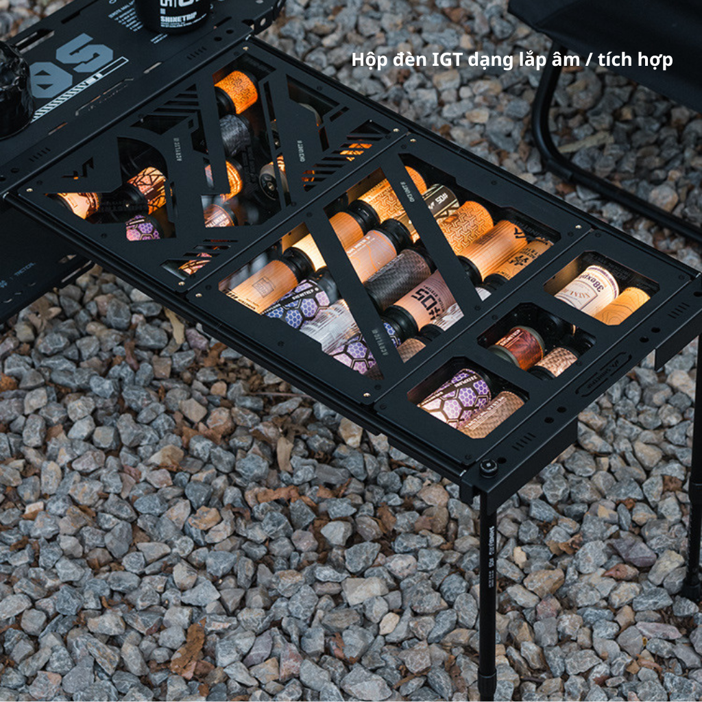 Khay IGT ShineTrip Tactical + Nắp Mica Trong Suốt | Khay Đựng Đèn Camping Âm Bàn, Inox 304 Cao Cấp
