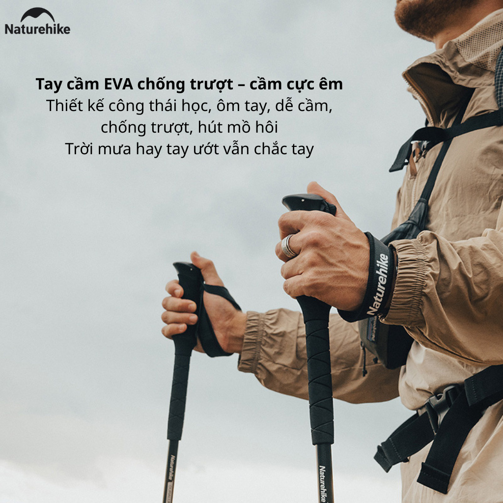 Gậy Leo Núi Naturehike ST03 Nhôm 7075 Siêu Nhẹ Gấp Gọn Chống Trượt Gậy Trekking Dã Ngoại