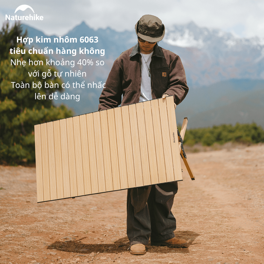 Bàn Hợp Kim Nhôm Gấp Gọn Naturehike CNK2300JU010 Mặt Cuộn – Bàn Camping Dã Ngoại Siêu Nhẹ