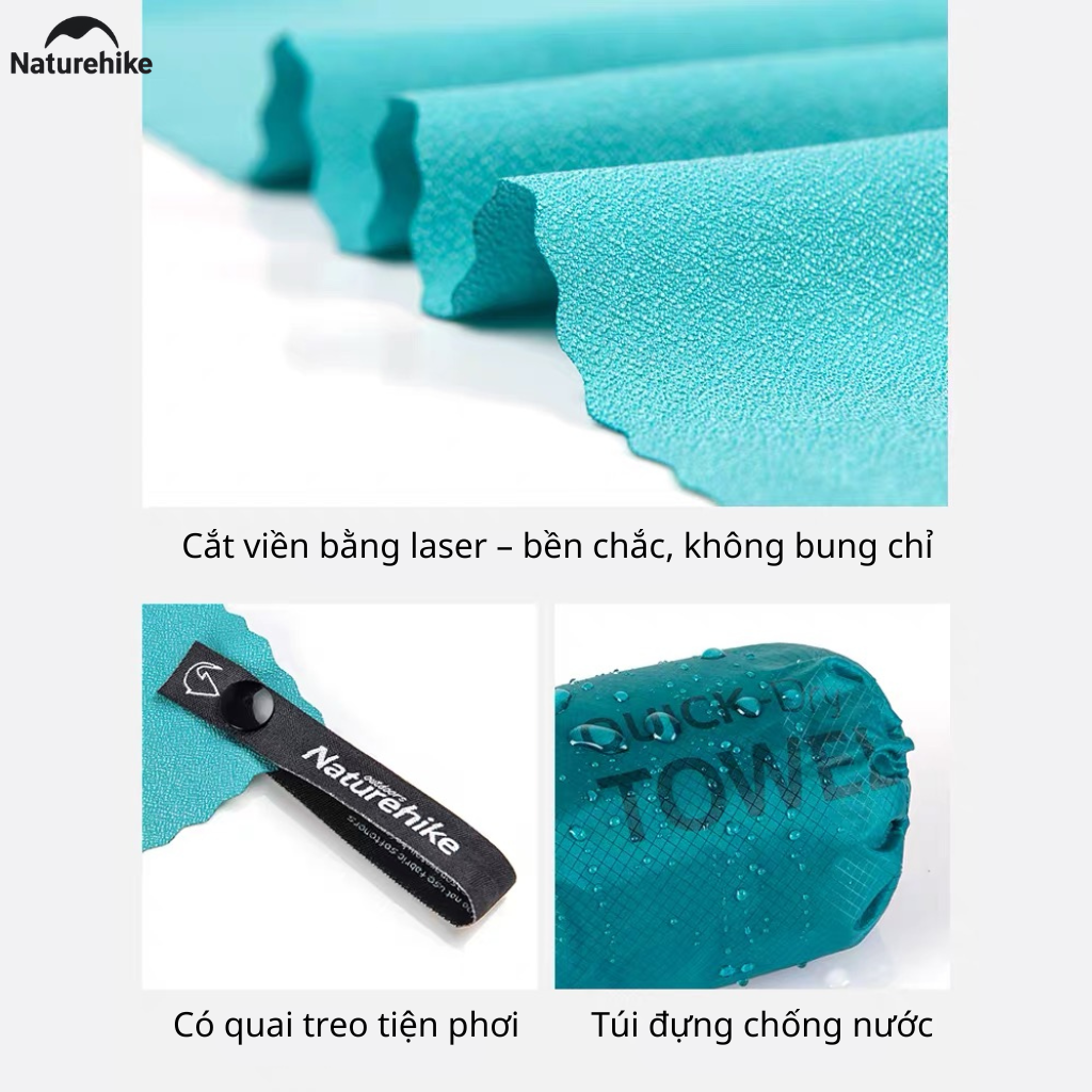 Khăn Tắm Thể Thao Naturehike NH19Y001-J, NH19Y002 Microfiber Nhanh Khô Siêu Nhẹ Khăn Du Lịch Camping