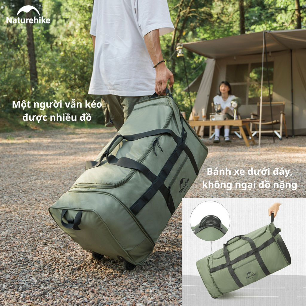 Túi Du Lịch Kéo Naturehike NH21LX003 88L Có Bánh Xe Gấp Gọn Chống Nước Túi Xách Du Lịch Cao Cấp