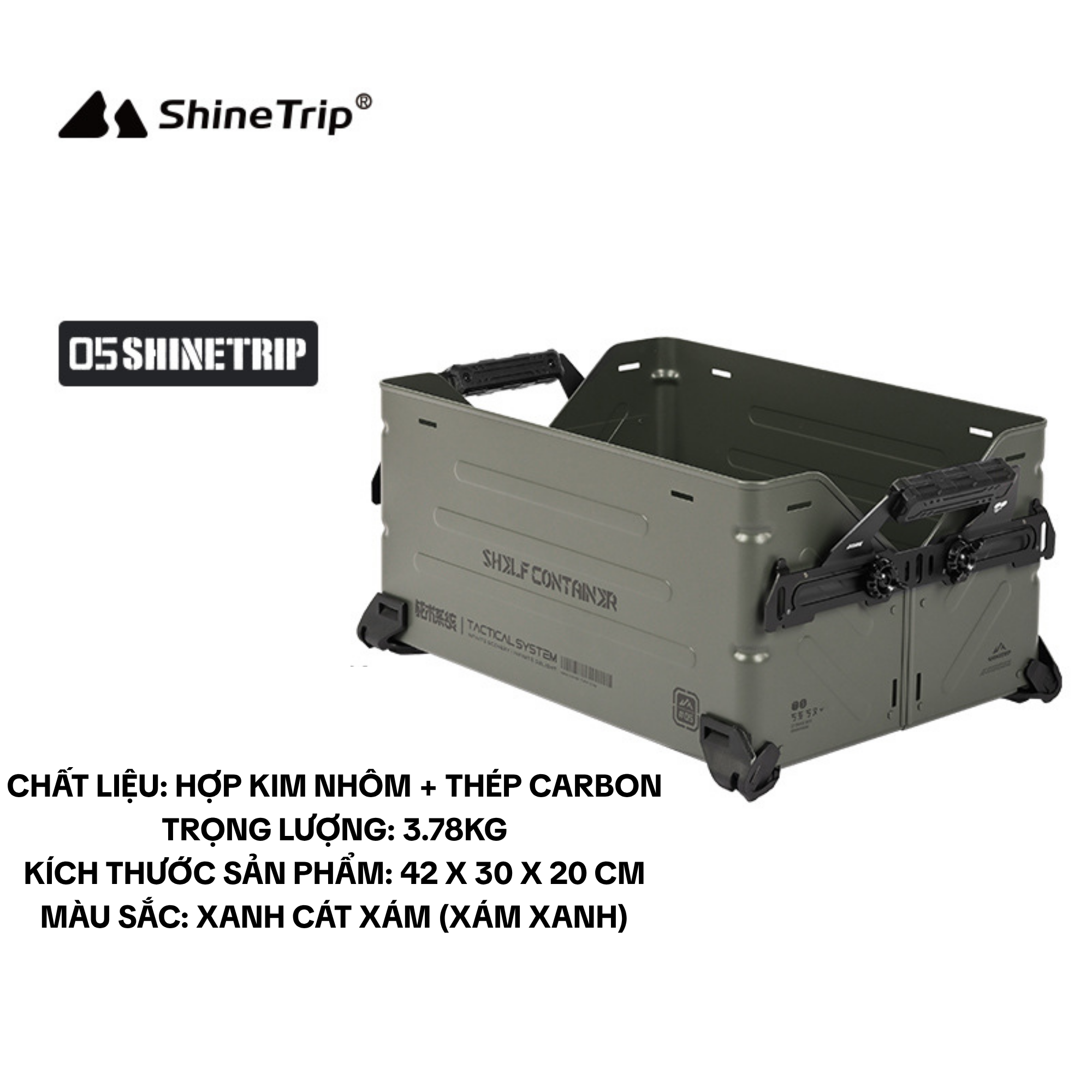 Hộp Đựng Đồ Cắm Trại ShineTrip Tactical 25L Nhôm Cao Cấp | Thùng Camping Đa Năng Xếp Chồng