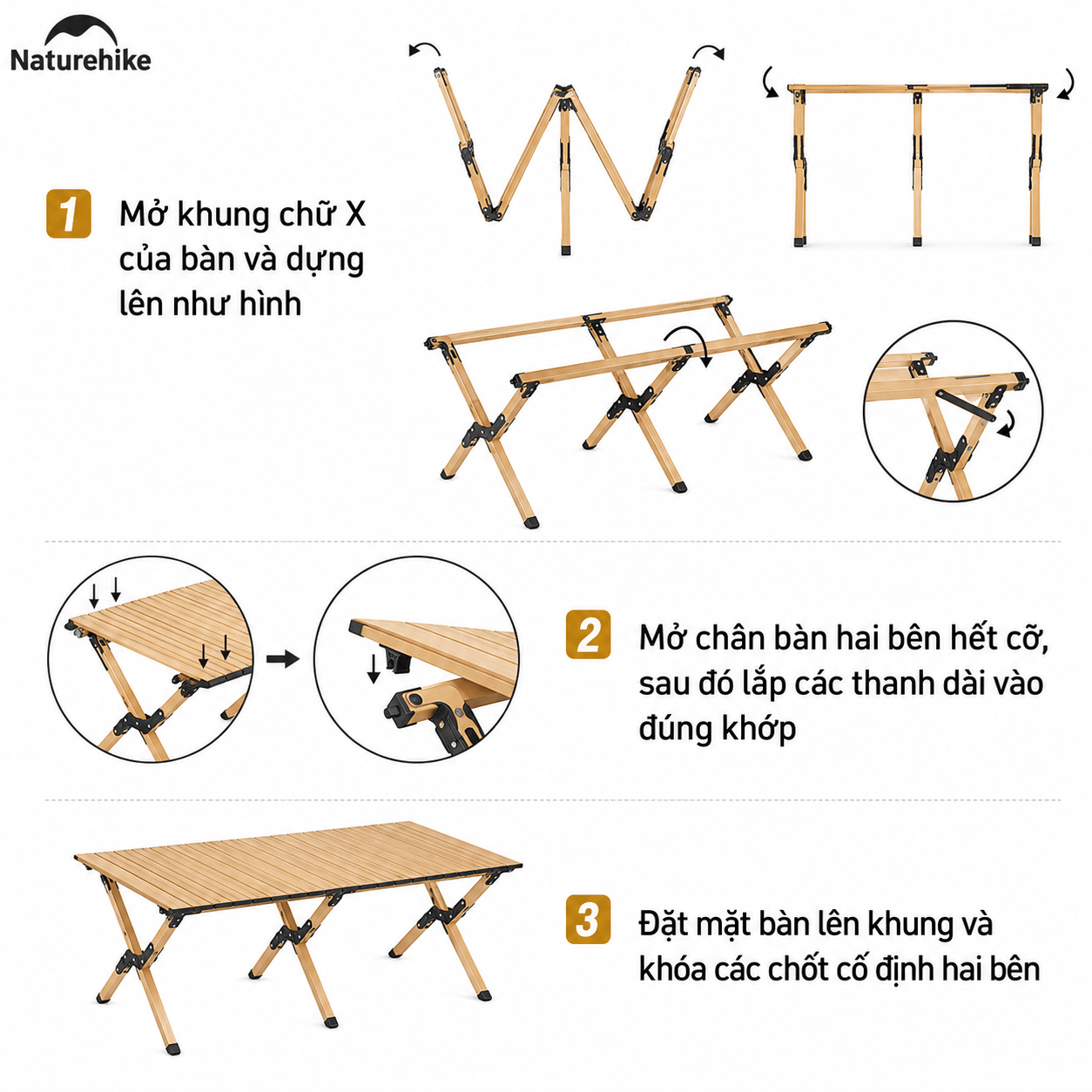 Bàn Hợp Kim Nhôm Gấp Gọn Naturehike CNK2300JU010 Mặt Cuộn – Bàn Camping Dã Ngoại Siêu Nhẹ